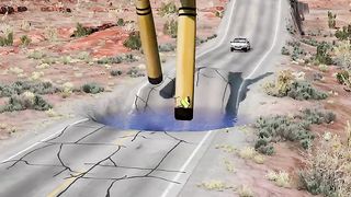 Cars vs GIant Baseball Bat & Water Pit Crashing in the game of BeamNG.drive Best of WeCrashGames Shorts -