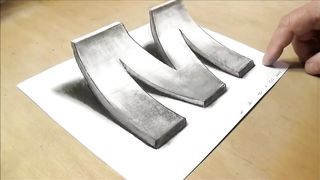 How To Draw A 3d Letter M - Awesome Trick Art