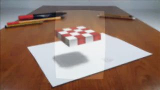 3D Trick Art on Paper, Floating chess