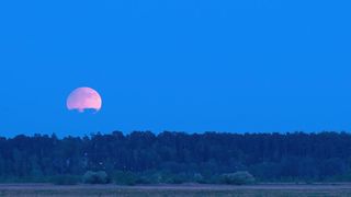 Moonrise at the moment of a penumbral eclipse