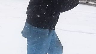 working during breaks while playing in the snow in South Korea