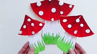 Мухоморчики из бумаги