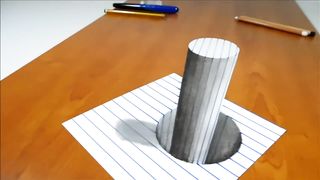 3D Trick Art on Line paper Stick in the hole