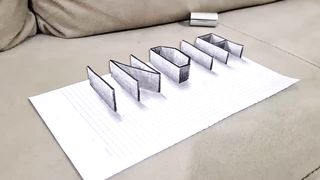 3D drawing art on paper