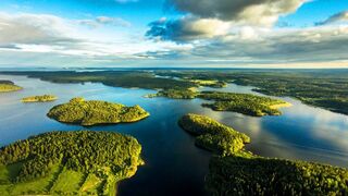 Overview of the Republic of Karelia on a quadcopter