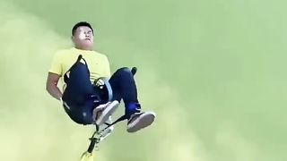 Flyingboy vs girls bungee jumping challenge #short #adventure.