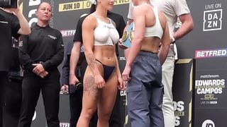 Cherneka Johnson vs Ellie Scotney  Weighin FaceOff  Matchroom Boxing Edwards vs Campos
