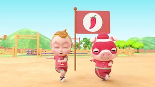 5 Little King Kong - Sports Festival Of King Kong, Rabbit, And Pig _ Super Sumo Nursery Rhymes.