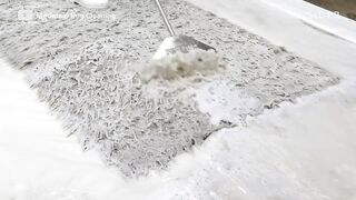 Cleaning worm infested rug satifying