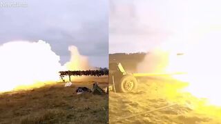 Ukrainian troops blast self-propelled Howitzers in training drills in the west