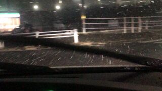 Night Driving with snow in Japan