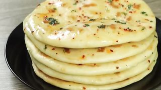 15 Minutes Butter Naan Without Yeast, Curd, Egg & Oven