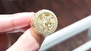 Real Gold Nugget Centenario Rings at Ijaz Jewelers
