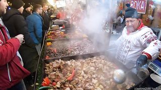 Giant Street Food Fest in Bucharest, Romania. Christmas Market. Targul de Craciun