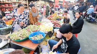 Khmer Food Market Tour @Chhouk Meas Market - Fresh Food, People Activities & Life In Market