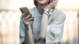 Street photographer with cute Russian girls