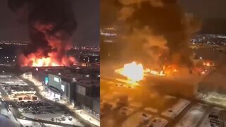 Moment Russian shopping centre EXPLODES in massive fireball