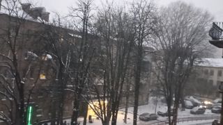 It's been snowing all day in Kyiv