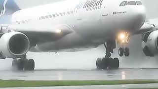 The airplane running
