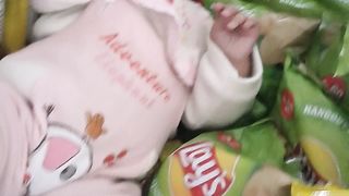 Baby kid on lays