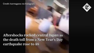 Japan earthquake: Buildings toppled as fires rip through residential areas