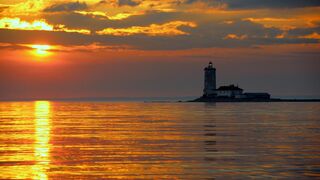 Tolbukhin Lighthouse at sunset