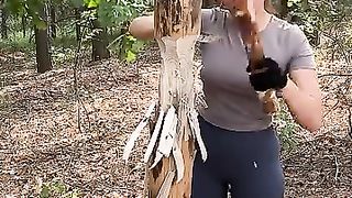 Pretty WOMAN  knows how to handle a knife???? #camping #survival #bushcraft #outdoors