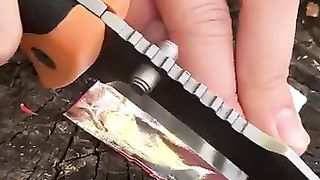 Chocolate + battery = FIRE????#camping #survival #bushcraft #outdoors