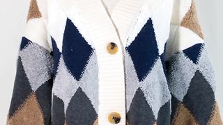 Faith 2024 Plaid Chic Cardigans Button Puff Sleeve Checkered Oversized Women's Sweaters Winter Spring Sweater Top