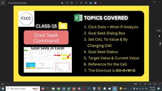 MS Excel Class 15 - Goal Seek Live | TLCC