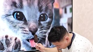 Cute kitten eat my icecream ????#funny