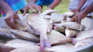 FISH OMELETTE | Emperor Fish Omelette Recipe Cooking In Village