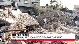 Art for peace: Palestinian artist conveys plea for war's end