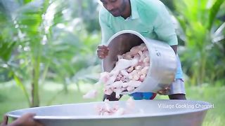 GINGER CHICKEN | 500 Chicken Legs With Ginger | Traditional Ginger Chicken Recipe Cooking in Village