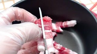 Gourmet food preparation - streaky pork