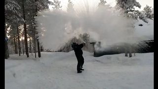 So cold that even boiling water started to freeze