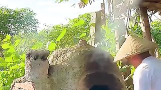 Cooking mushrooms pizza
