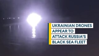 Dramatic footage appears to show Ukrainian drones targeting Russian navy