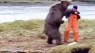 Breave farmer fight with bear
