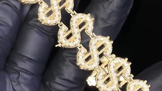 10K Yellow Gold Dollar Sign Bracelet by Ijaz Jewelers