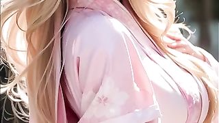 Pink flower kimono 3⧸3 [AI룩북] AI ART 룩북 (Stable Diffusion lookbook) #aiart #ai룩북 #ailookbook