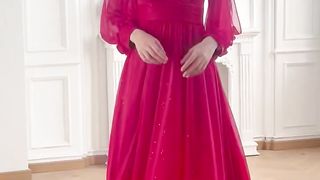 Long Sleeves Sparkle Bling Bling Glitters Floor Length Split Tulle Party Evening Dress Backless Red Wedding Dress;