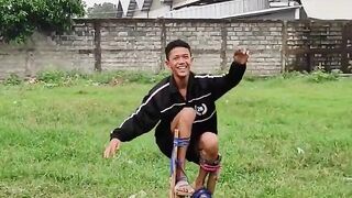 Man freestyling with long legs