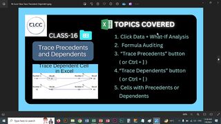 16 Excel Class Trace Precedent and Trace Dependent | Live Class TLCC