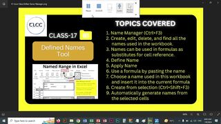 17-Excel Class Define Name Manager | Live Class TLCC