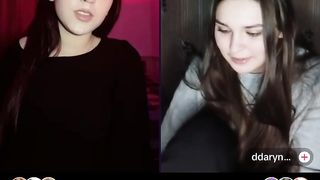 Two beautiful tik tok streamers are streaming communication