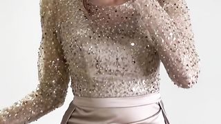 Eightale Sparkly Evening Dress with Detachable Skirt Long Sleeves Custom made Mermaid Prom Party Gowns robe de soirée femme
