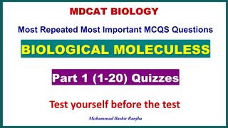 Biological Mloecules MCQS Part -1 #mdcatbiology #mdcat2024 #biologicalmolecules #etea2024 #nums2024