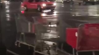 He went to the empty part of the lot and still managed to hit the pole