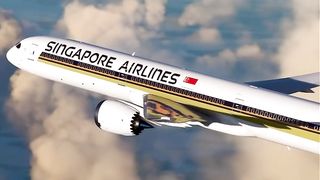 Airplane Flying Singapore Airlines